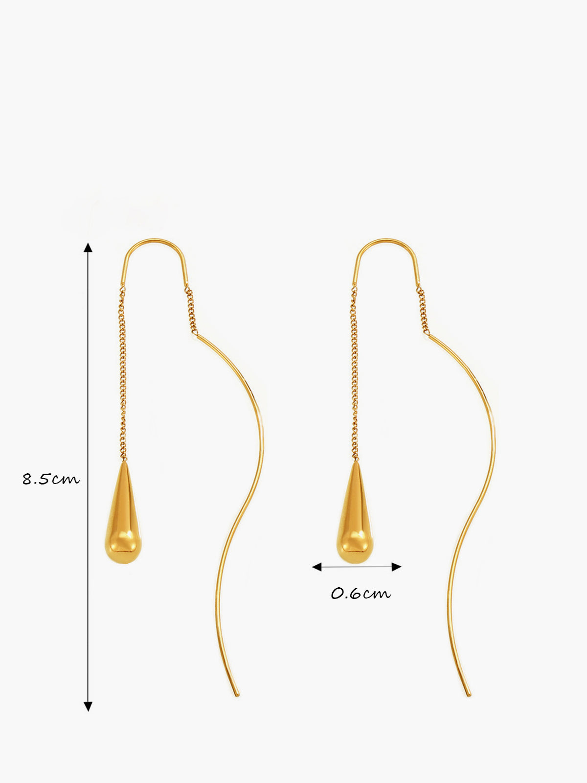 Su Damlası Püskül Küpeleri Altın Titanyum Çelik