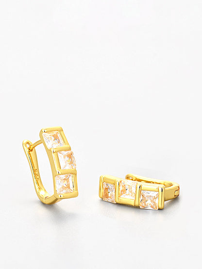 Şık Kare Zirkon Halka Küpeler