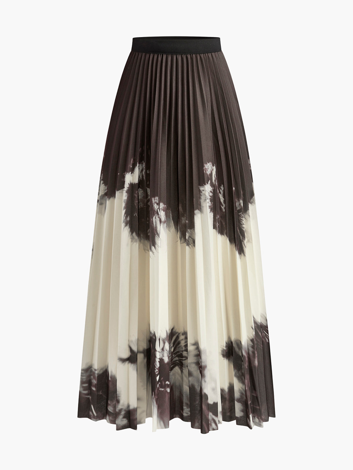 Vintage Tie Dye Fırfırlı Midi Etek Haki Orta Bel