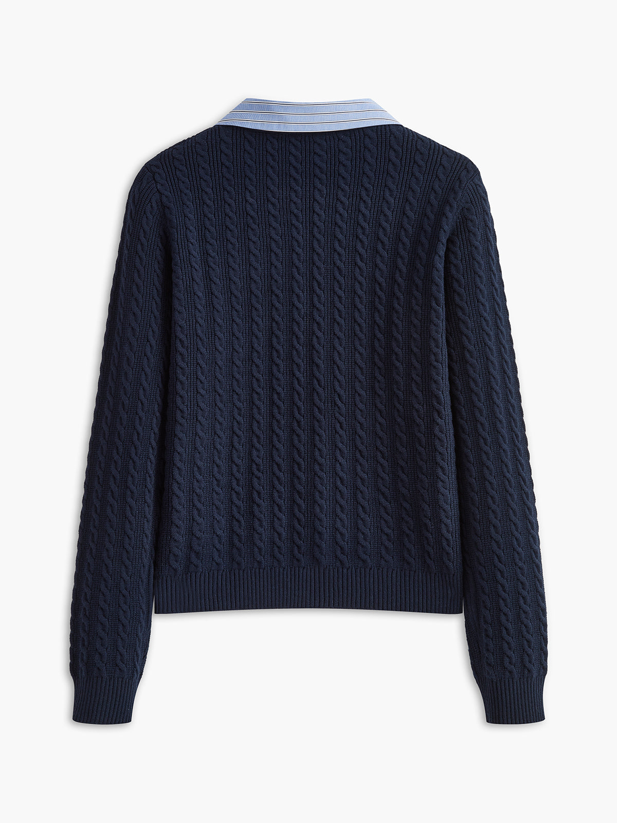 Kablo Örgü Düğmeli Panelli Hırka Lacivert Triko