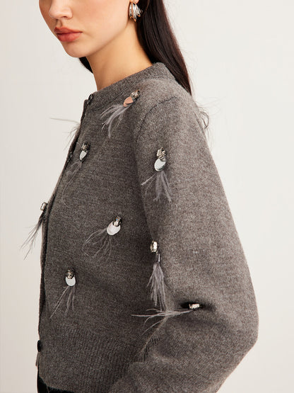 Sıcak Hava Düğmeli Sıralı Kadife Hırka