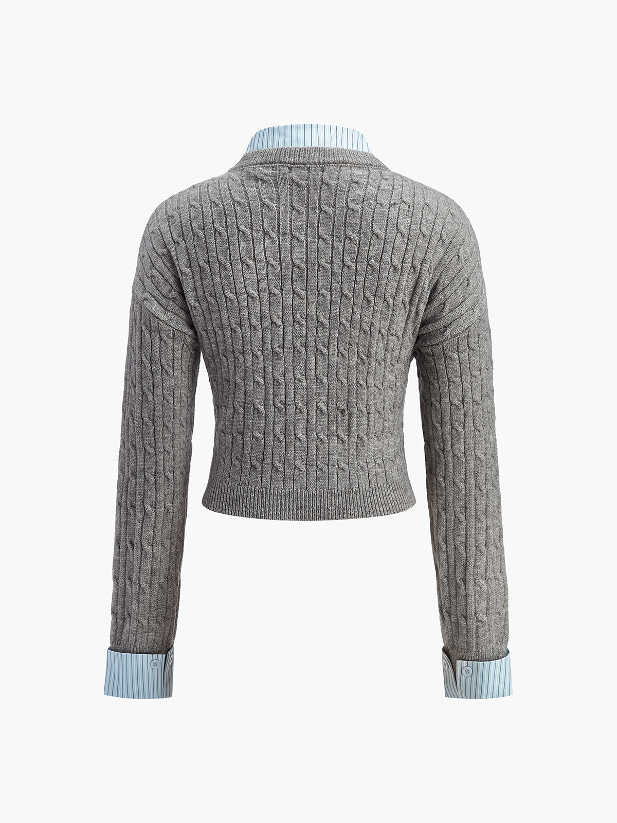 2'si 1 Arada Düğmeli Triko Üst Gri Zıt Bağlama