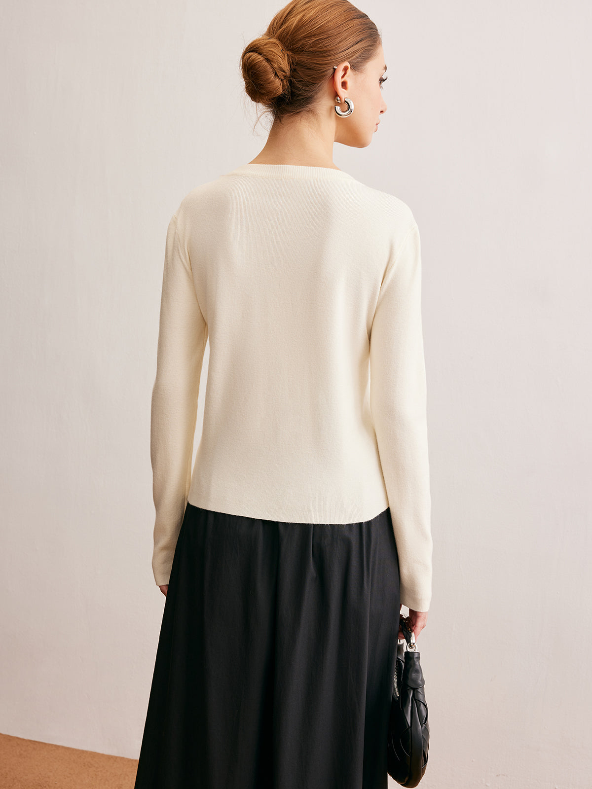 Payetli İki Yönlü Fermuarlı Hırka Beyaz Simli