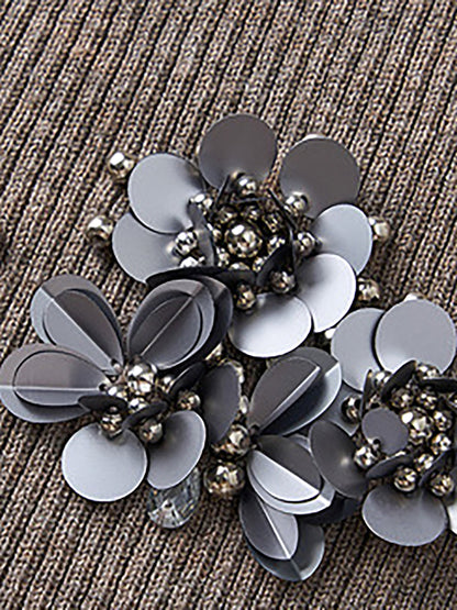 Şık Asimetrik Payetli Yün Karışımlı Triko Üst