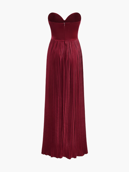 Şık Plise Maxi Abiye Top Elbise