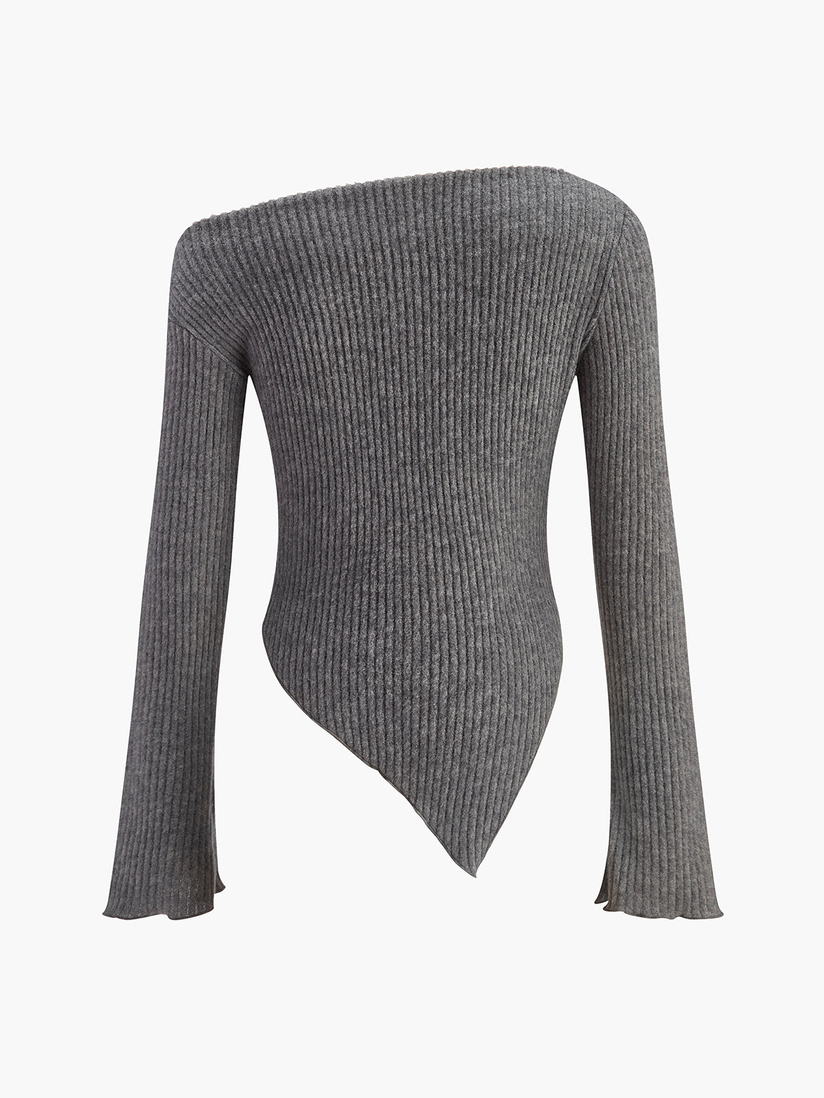 Şık Asimetrik Dar Kesim Soğuk Omuzlu Triko Üst