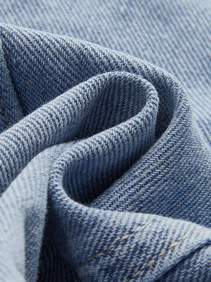 Şık Kolsuz Kot Yelek Şık Düğme Detayları ile