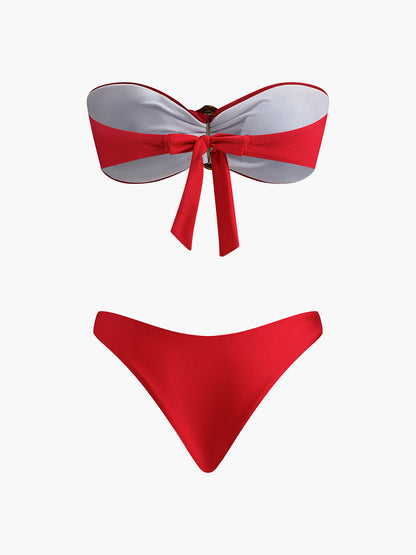 Şık Metal Aksesuarlı Fiyonk Bandeau Bikini