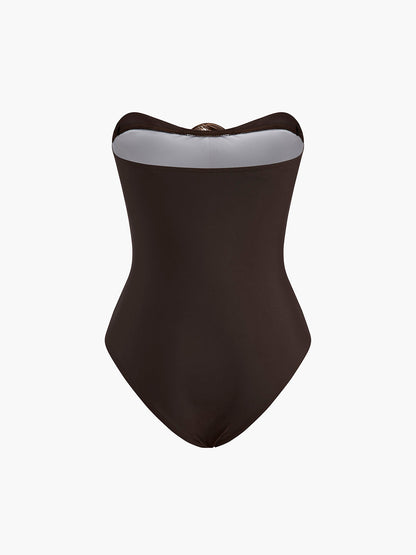 Şık Metal Detaylı Dönme Öntekli Tek Parça Mayo