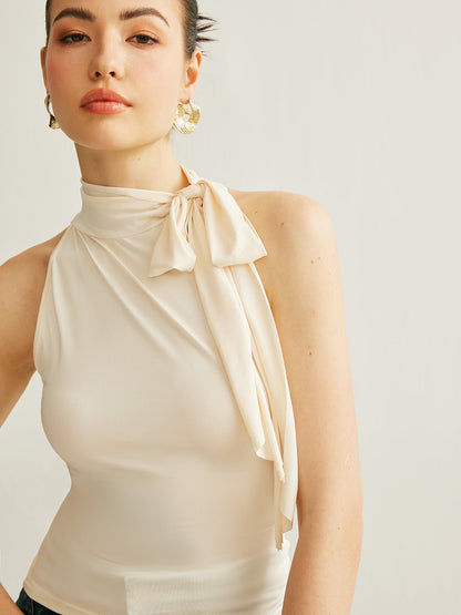 Şık Çiçek Yaka Halter Bluz