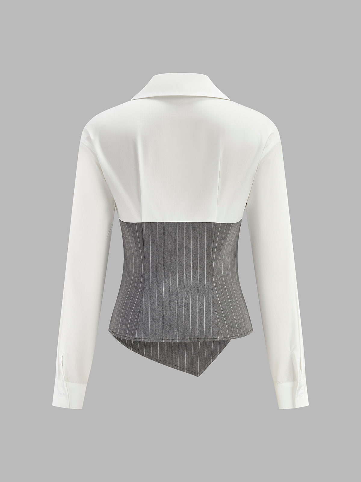 Modaya Uygun Renk Bloklu Asimetrik Çizgili Gömlek