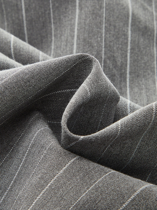 Modaya Uygun Renk Bloklu Asimetrik Çizgili Gömlek