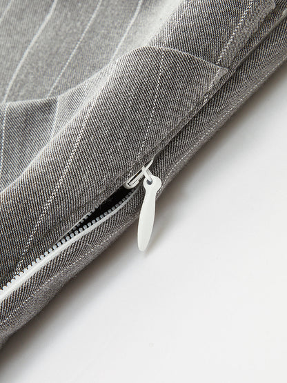 Modaya Uygun Renk Bloklu Asimetrik Çizgili Gömlek