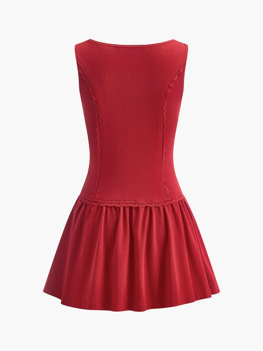 Şık Çiçek Desenli Pileli Düğmeli Elbise