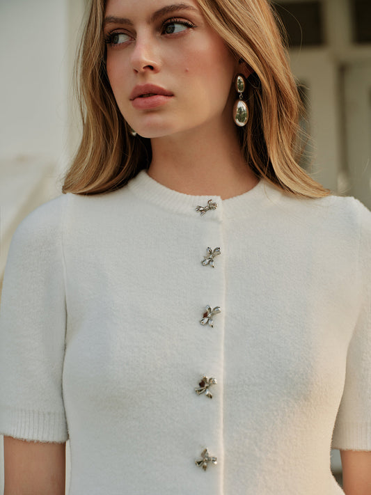 Şık Düğmeli Şerit Detaylı Triko Bluz