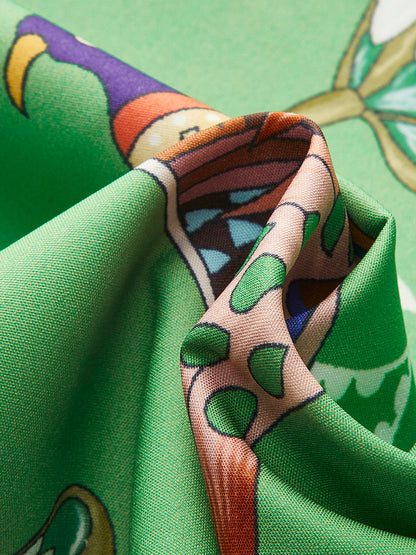 Şık Boho Çiçekli Elbise Uzun Kol ve Düğme Detayı ile