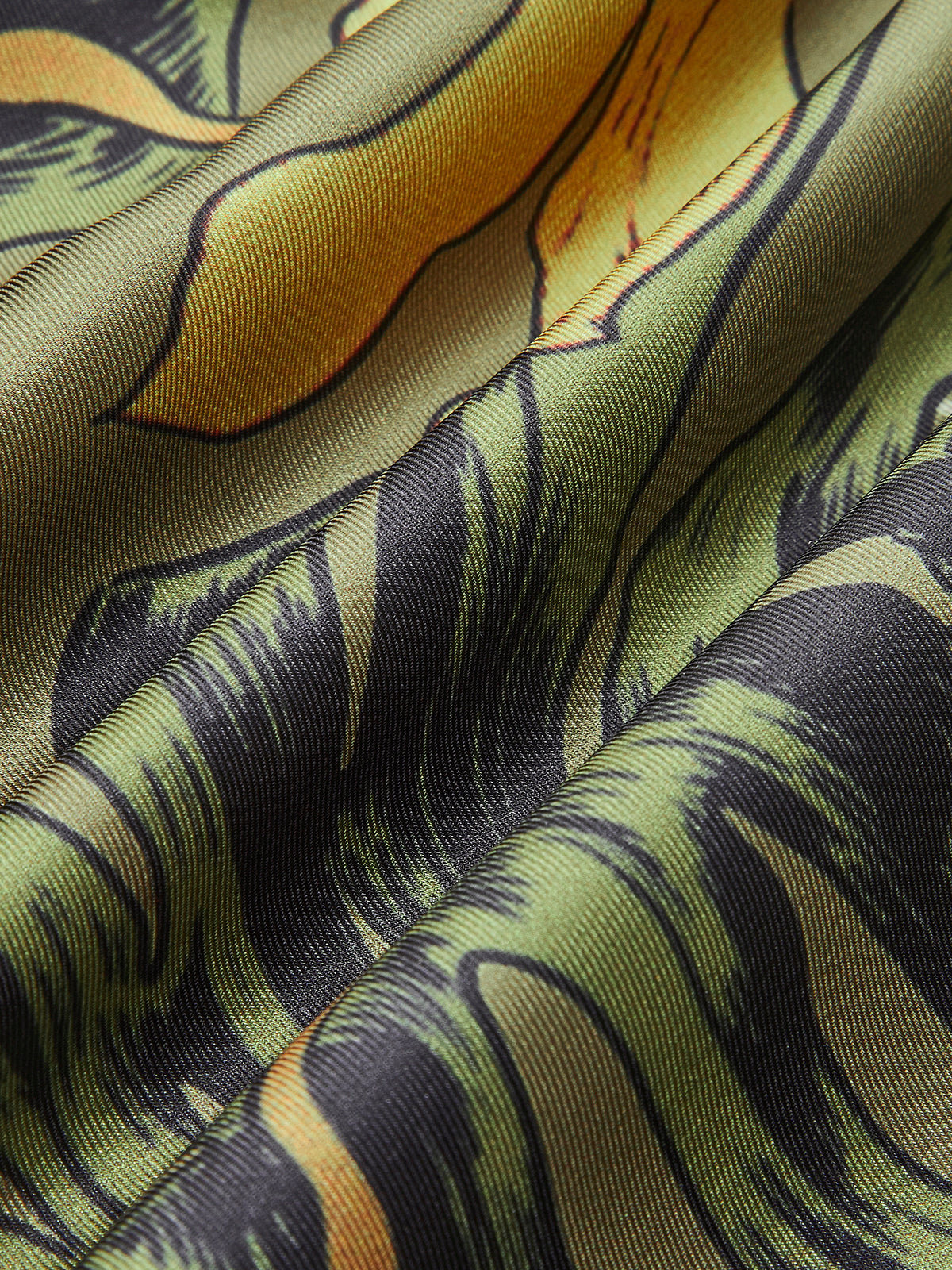 Çiçek Desenli Sarma Etek Bağlama Detaylı Yeşil Maxi