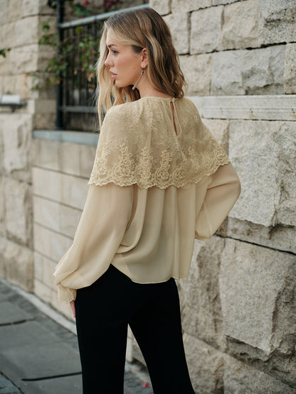 Şık Dantel Şifon Bluz