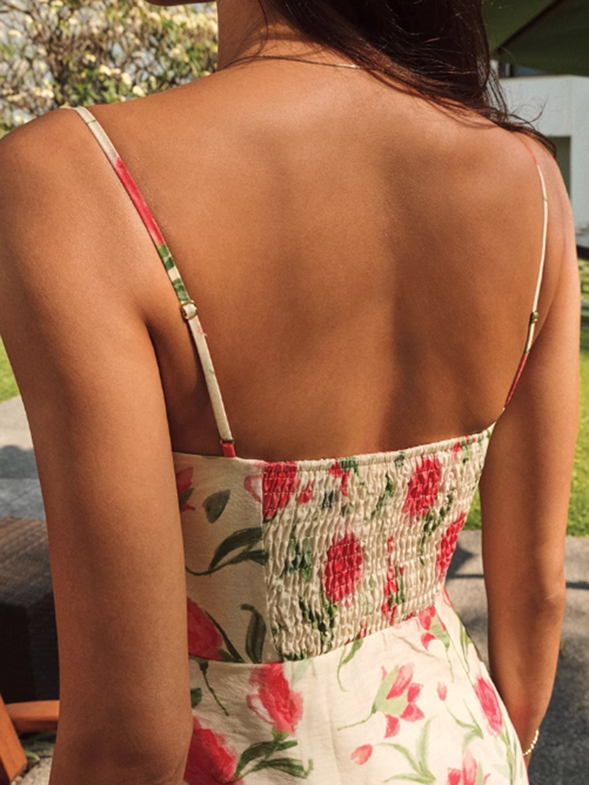 Çiçekli Fırfırlı Midi Elbise Düğme Detaylı Çok Renkli