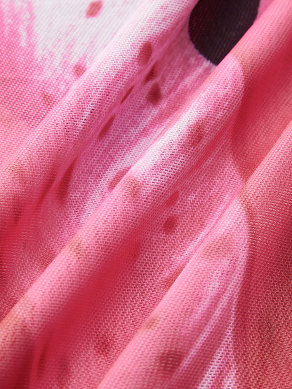 Şık Çiçekli Bikini Takımı ile Zarif File Etek