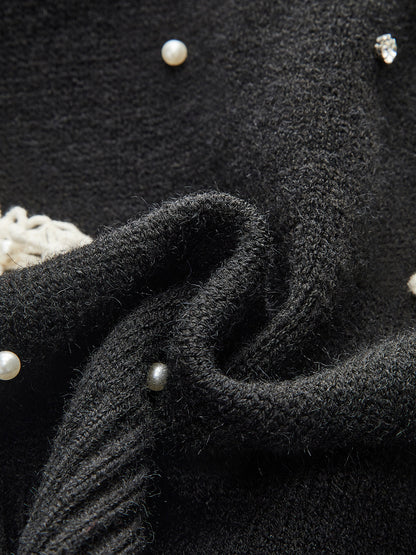 Şık Çiçekli Düğme Arkası Triko Yelek