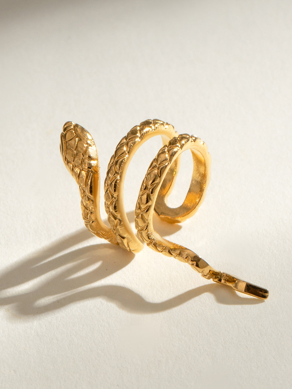 Yılan İlhamlı Kulak Kafesi Küpe Altın Titan Çelik