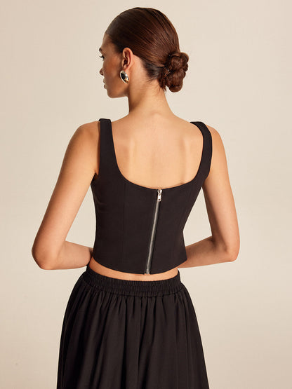 Şık Çiçekli Kristal Arkadan Fermuarlı Bluz