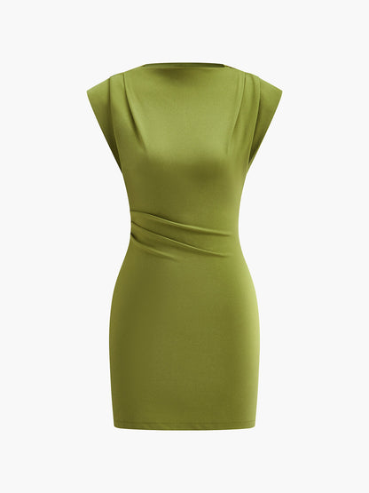 Şık Askısız Elbise Drapeli Detaylarla