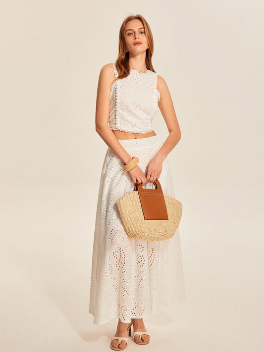 Şık Gözleme Dantel Kısa Üst ve Etek Takımı