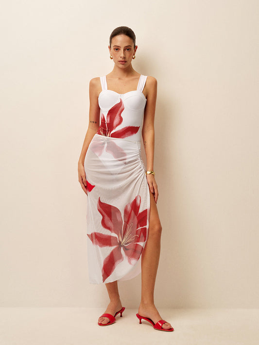 Şık Drapeli Üst ile Zarif Korse Tarzı Tek Parça