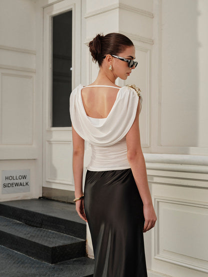 Şık Metalik Kelebek Yaka Bluz