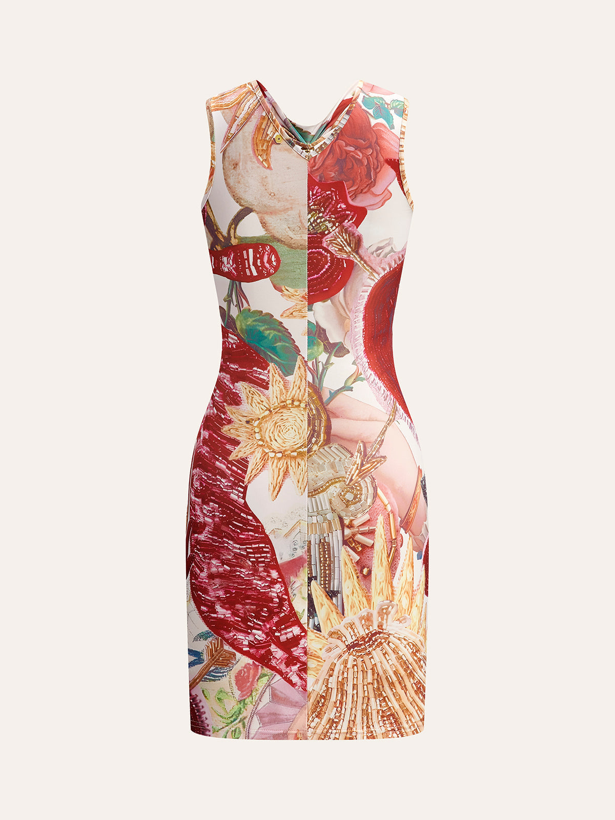 Şık Düğüm Önlü Baskılı Elbise ile Zarif Zincir Aksanlar