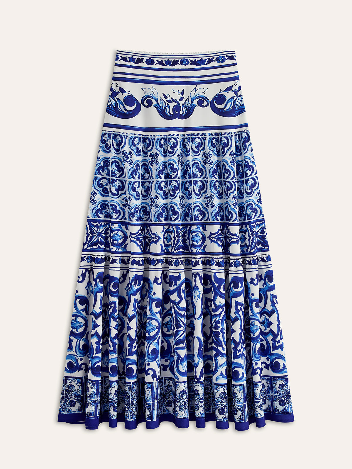 Şık Boho Tarzı Göz Alıcı Desenli Saten Etek