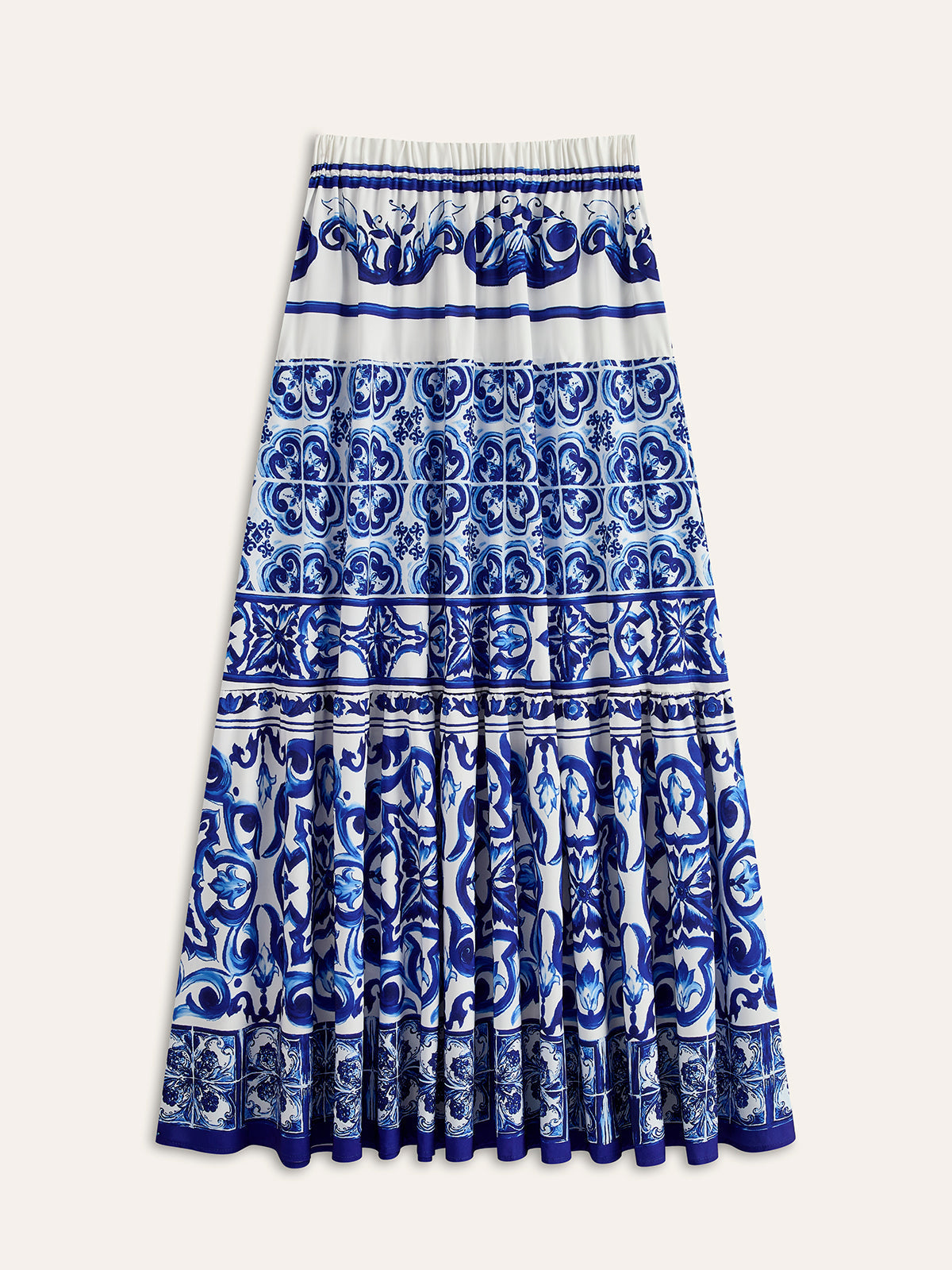 Şık Boho Tarzı Göz Alıcı Desenli Saten Etek