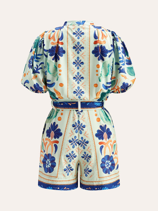 Şık Çiçek Desenli Kemerli Tulum ile Rahat Tarz