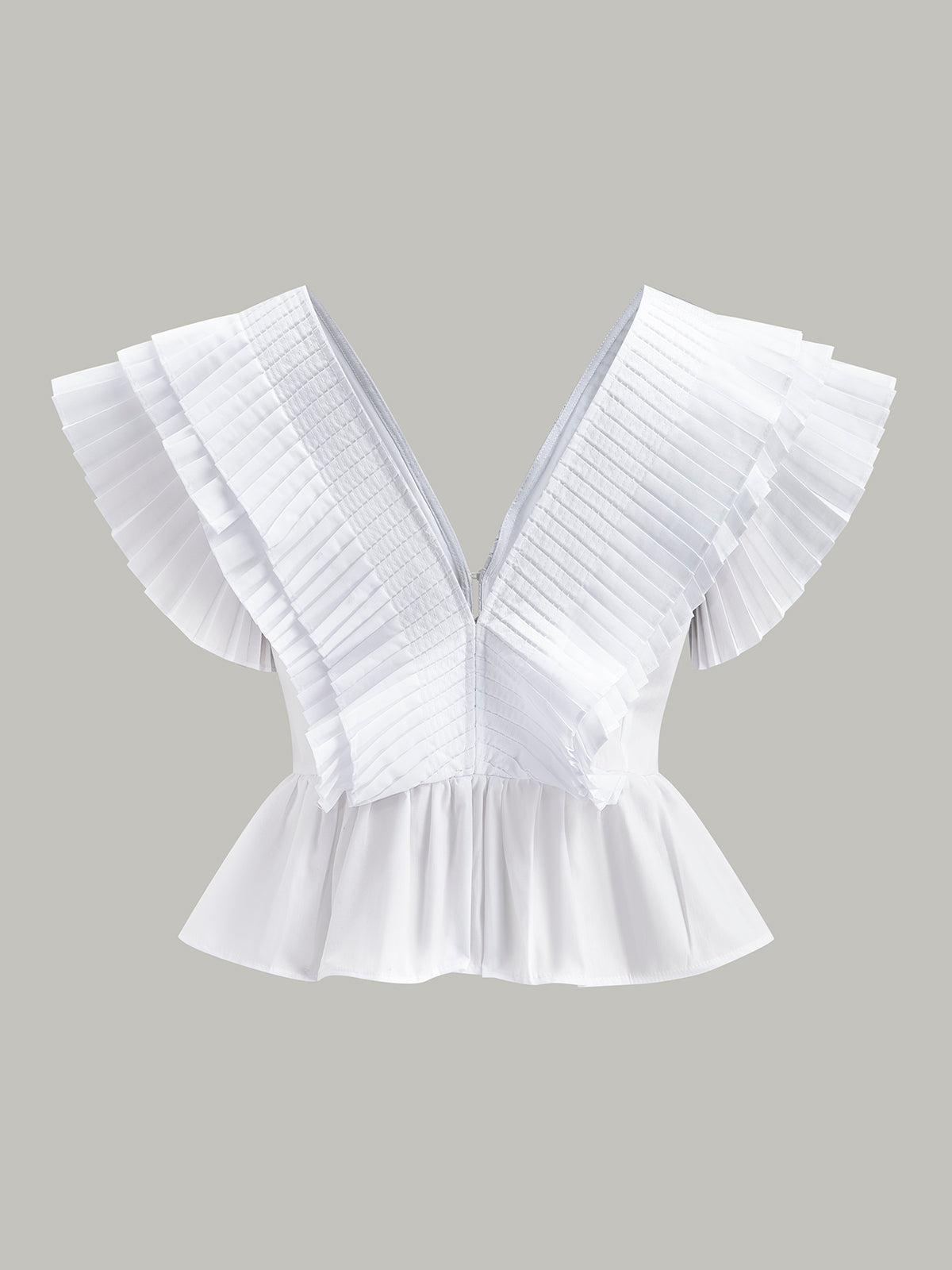 Şık Fırfırlı V Yaka Üst, Şık Düğme Detaylarıyla