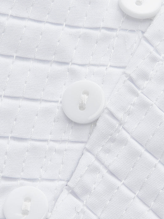 Şık Fırfırlı V Yaka Üst, Şık Düğme Detaylarıyla