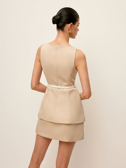 Şık Kemerli Etek Takımı ve Pratik Cepler