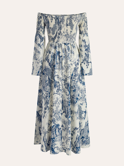 Şık Askısız Elbise, Şık Şirzolu Kollara Sahip