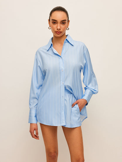 Şık Çizgili Bağcıklı Üst