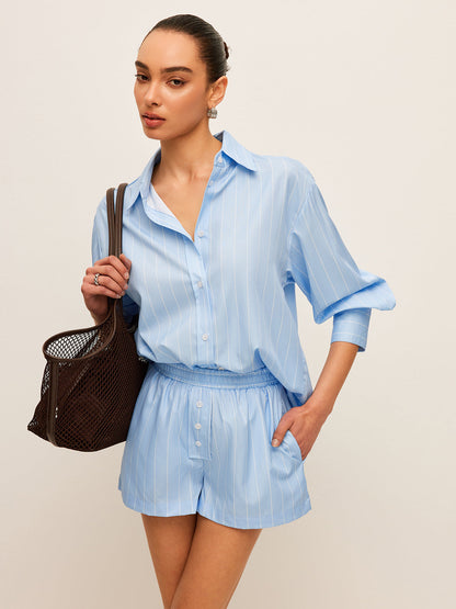 Şık Çizgili Bağcıklı Üst