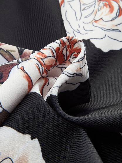 Şık Çiçekli Askılı Tek Parça Mayo ve Şık Kapama