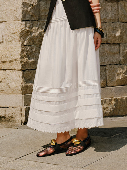 Şık Ağı Mesh Ayakkabılar Zarif Altın Aksesuarlarla Süslenmiş