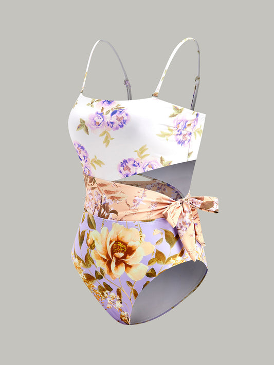 Şık Kesim Detaylı Fiyonklu Spagetti Askılı Tek Parça Mayo