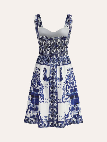 Şık Bohem Çiçekli Volan Elbise