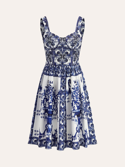 Şık Bohem Çiçekli Volan Elbise