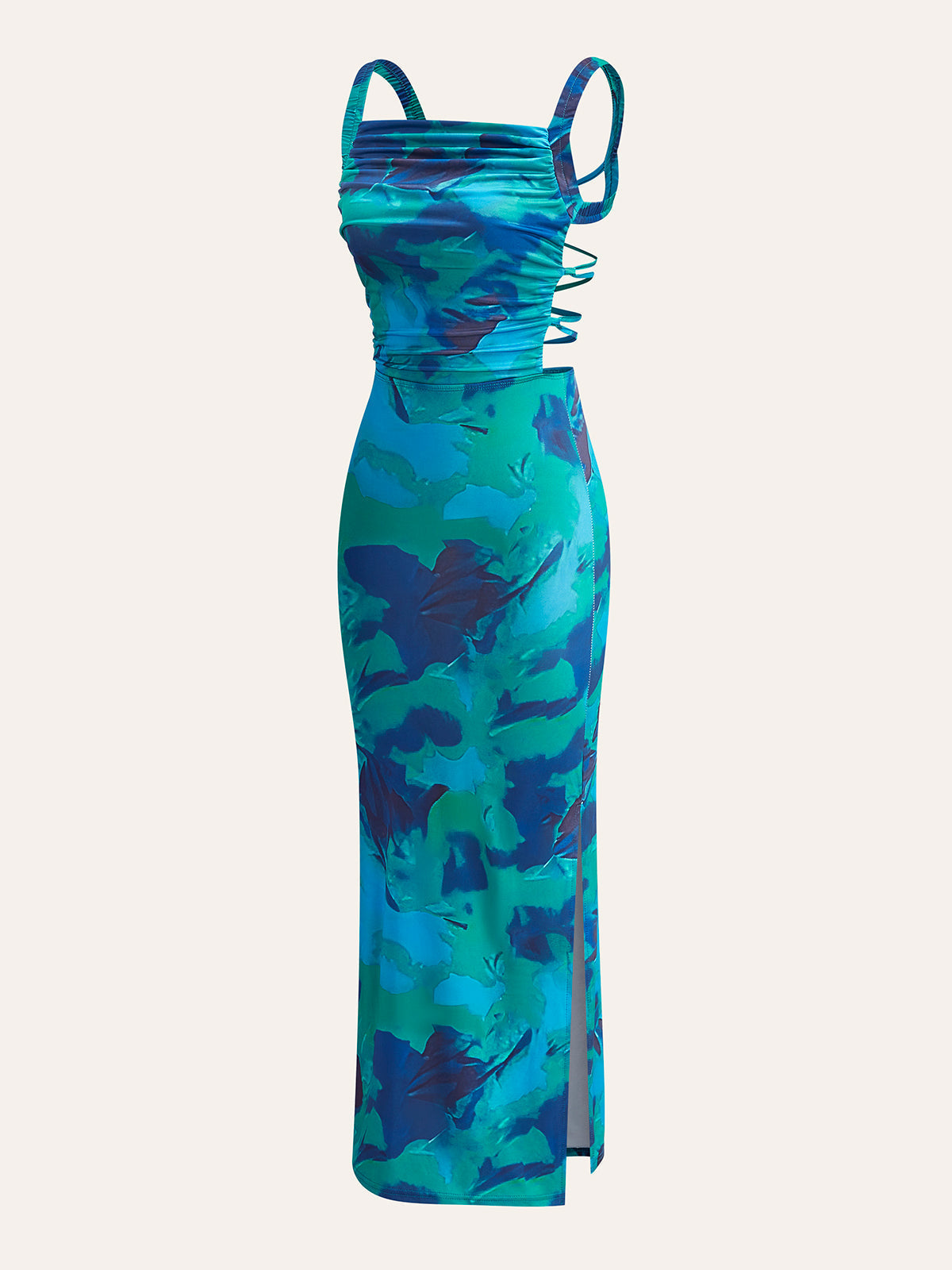 Şık Çapraz Sırt Baskılı Elbise