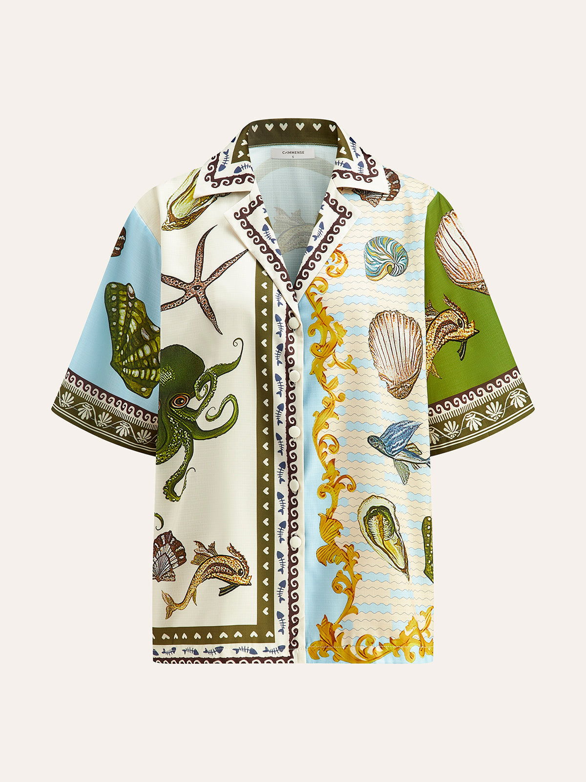 Desenli Gömlek Şortlu Takım Çok Renkli