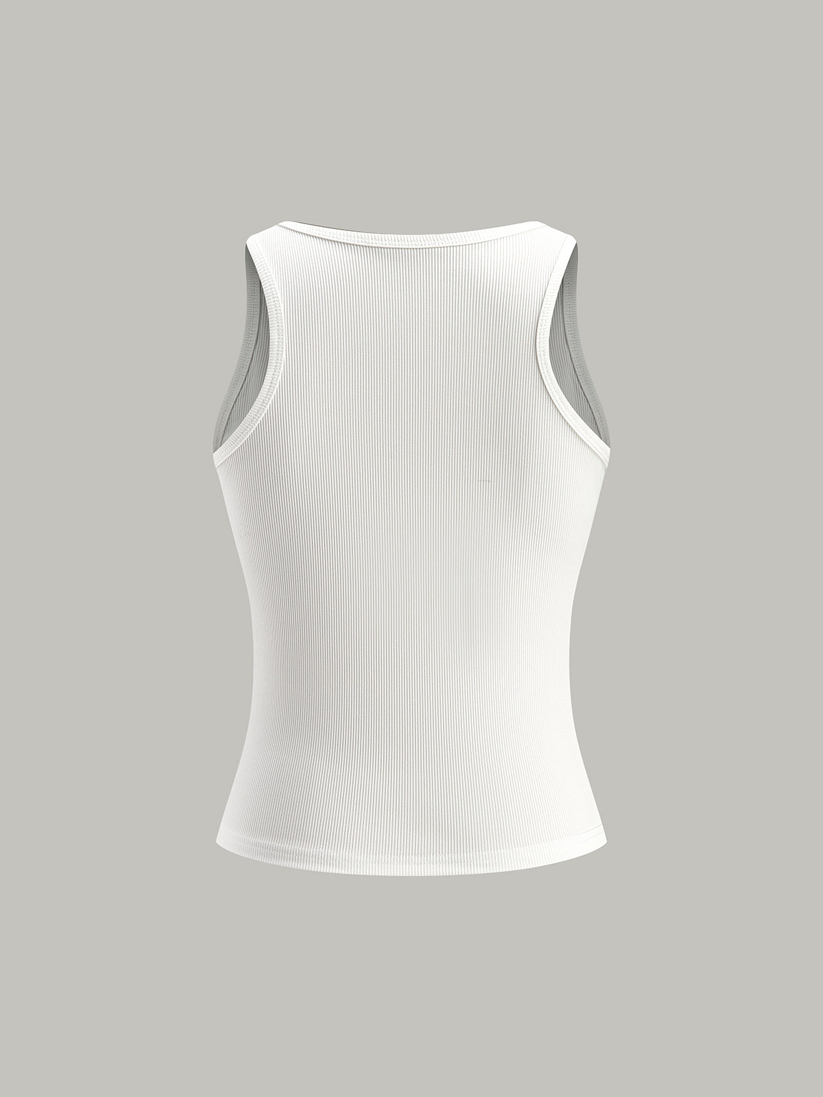 Ribanalı Triko Kolsuz Bluz Metal Detaylı Beyaz