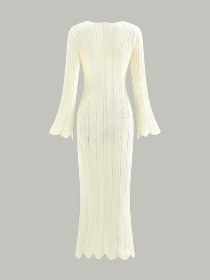 Şık Boş Detaylı Dar Kesim Maxi Kazak Elbise